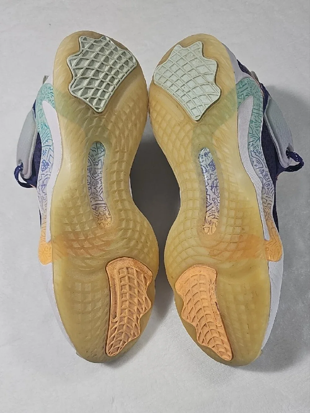 Adidas Men's Sneakers in Purple with Orange and Mint Accents